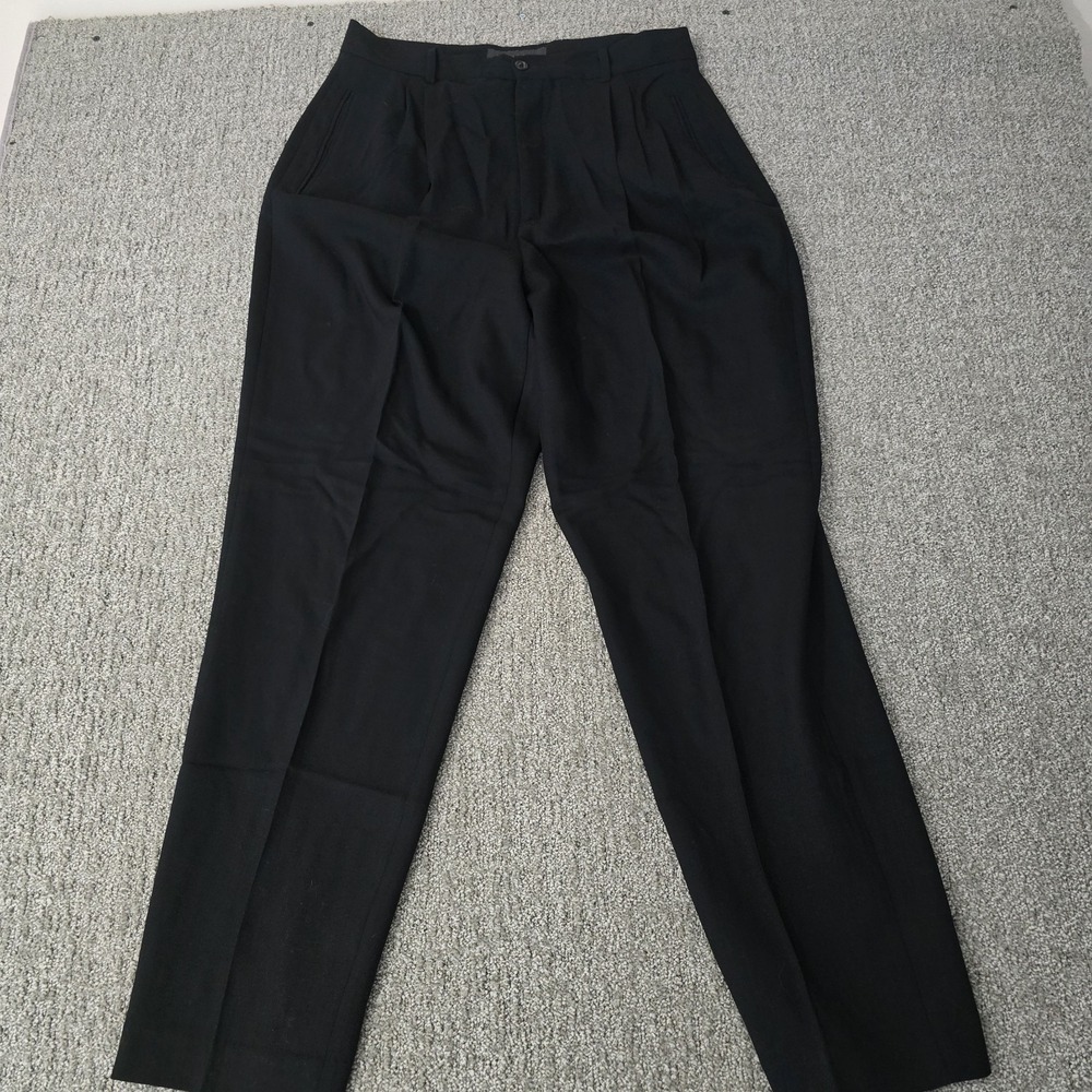 Banana Republic Womens 14 Black 100% Wool Pleated Trousers Made in Italy Career